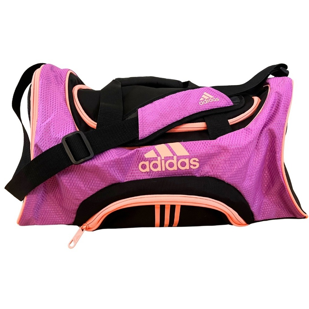 adidas Purple Black & Orange Medium Duffel Travel Weekender Sports Gym Bag